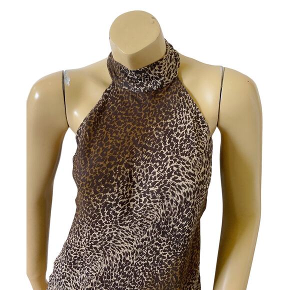 INC Womens Size 4 Sleeveless Mock Neck Animal Print 100% Silk Blouse Shirt - Picture 5 of 8